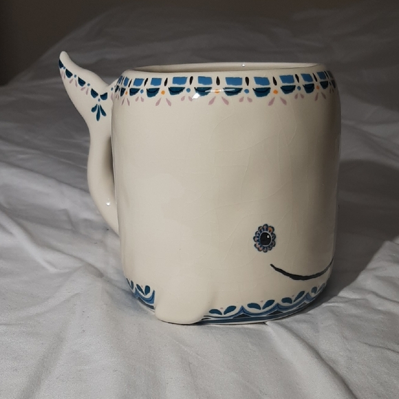 NATURAL LIFE Vintage Ceramic "Go With The Flow" Whale Mug With Tail Handle - Picture 1 of 10